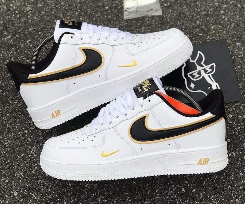 Nike Airforce 1 Low 07 LV8 Double Swoosh WHITE METALLIC GOLD