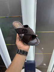 Dior_CD Cross Dark Brown Premium Slide For Men